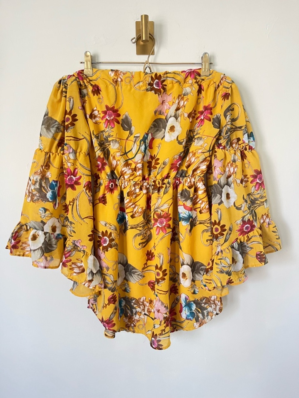 indulge Yellow Floral Off-Shoulder summer picnic minidress M